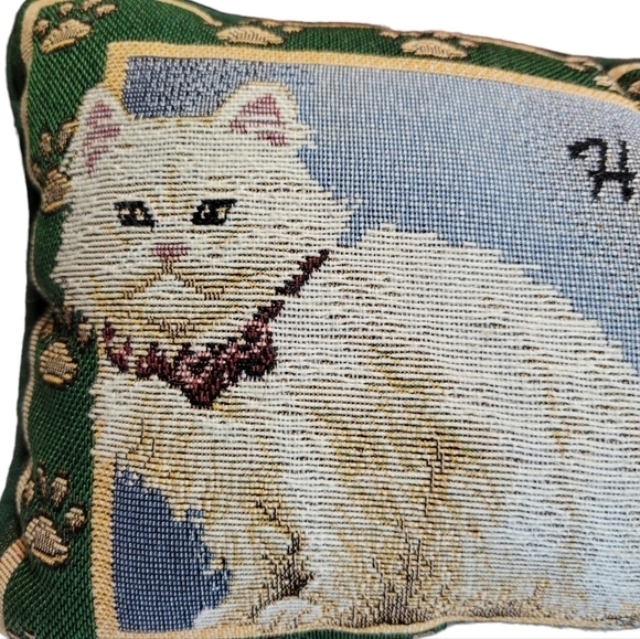 TAPESTRY Pillow "Happiness Is Being Owned By A Cat" - Picture 3 of 6